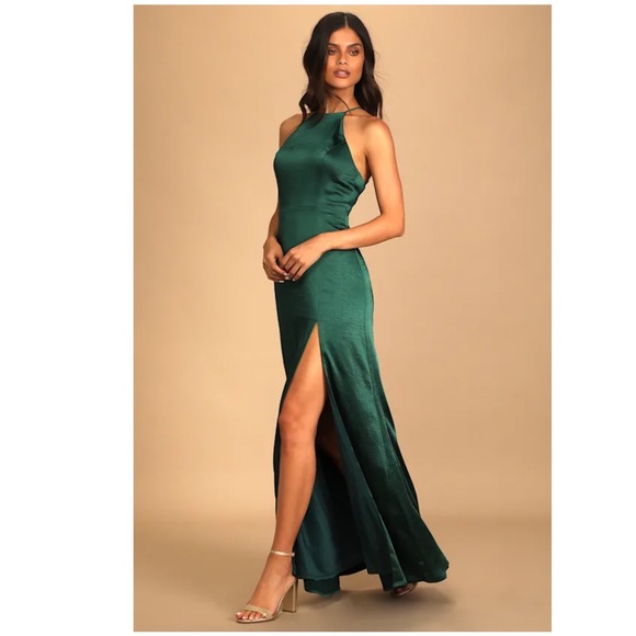 Lulus Dresses & Skirts - Lulus Make it Elegant Emerald Green Stain Strappy Maxi Dress Size XL New!